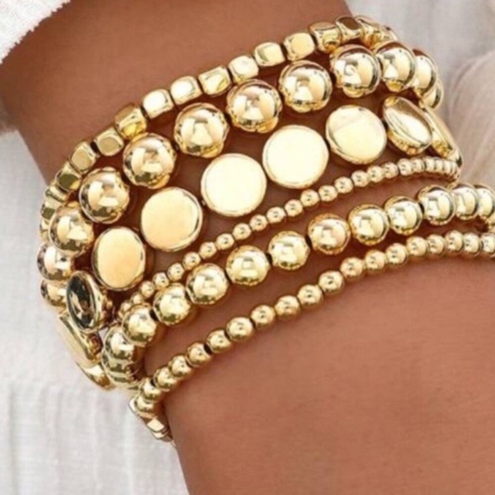 Nwot Gold Beaded Stack Bracelet Set - image 3